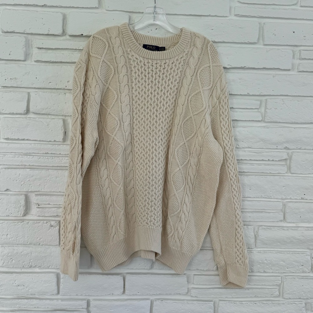 Men Long Sleeve Cable Sweater Polo Ralph Lauren